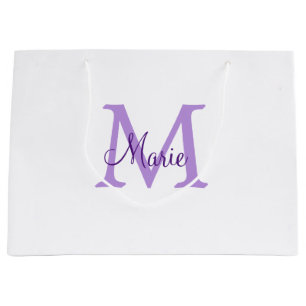 Grand Sac Cadeau jeté simple minimal ajouter nom monogramme rose ro