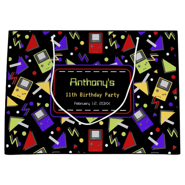 Grand Sac Cadeau Jeu Black Retro (Devant)