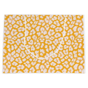 Grand Sac Cadeau Jeu d'oreiller blanc jaune abstrait empreinte de l