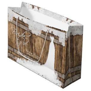 Grand Sac Cadeau Jeune mariée à être - conception rustique de