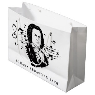 Grand Sac Cadeau Johann Sebastian Bach Portrait et buste avec notes
