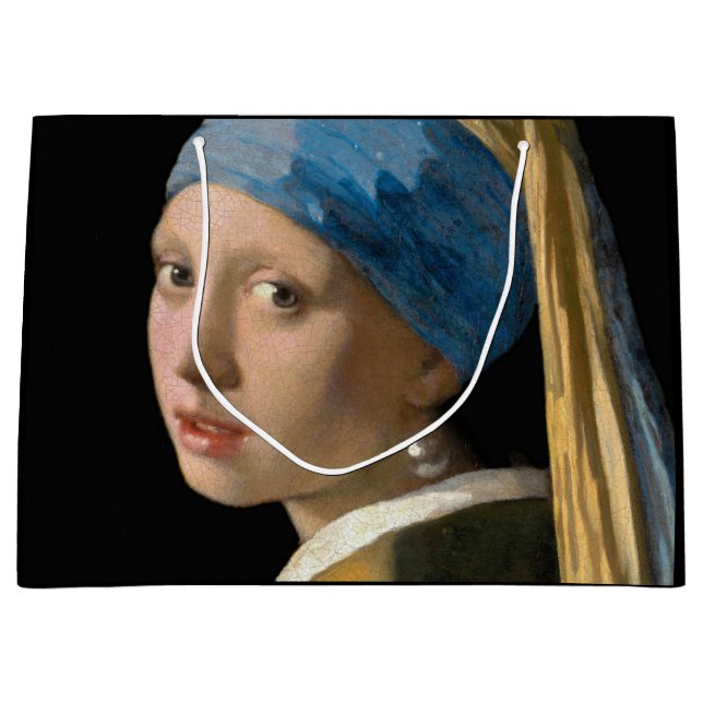 Grand Sac Cadeau Johannes Vermeer - Fille avec une oreille perle (Devant)