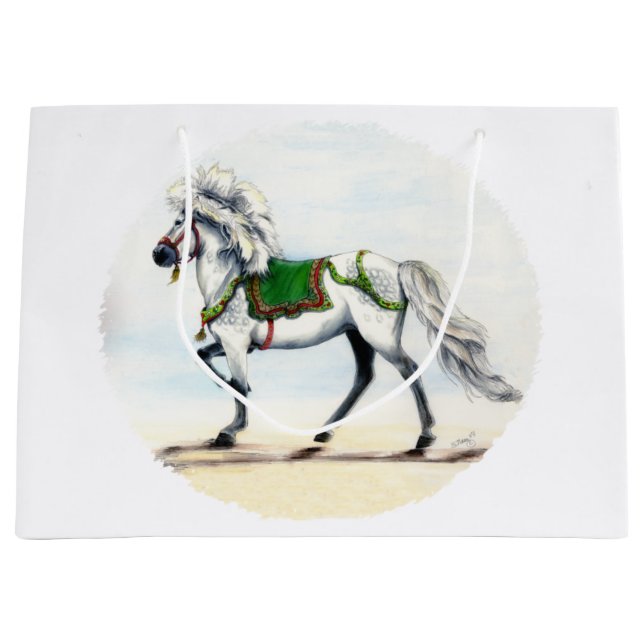 Grand Sac Cadeau Jol Christmas Islandais Horse (Devant)