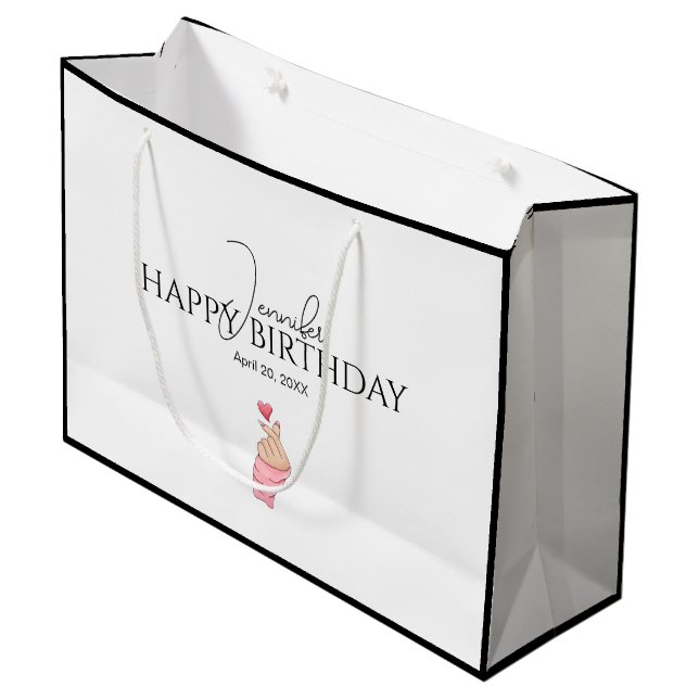 Grand Sac Cadeau Joli anniversaire Noir & Blanc (Devant Angle)