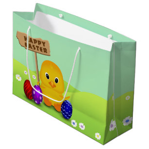 Grand Sac Cadeau Joli bébé de Pâques poussin