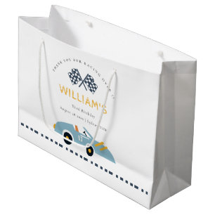 Grand Sac Cadeau Joli Blue Race Car Enfants N'Importe Quel Âge Anni