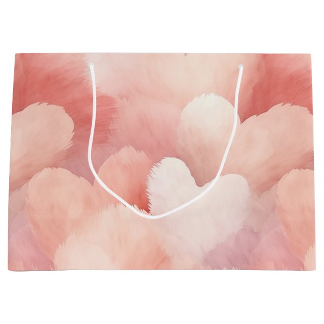 Grand Sac Cadeau Joli Coeur rose (Devant)