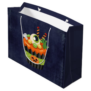 Grand Sac Cadeau Joli et effrayant cupcake d'Halloween avec un gros