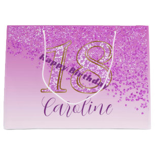Grand Sac Cadeau Joli Falling Parties scintillant rose 18e annivers