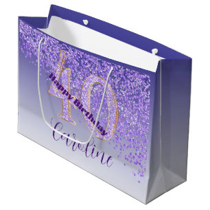 Grand Sac Cadeau Joli Falling Purple Parties scintillant 40e annive