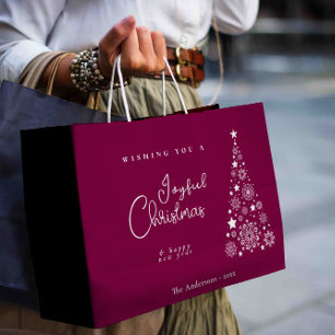 Grand Sac Cadeau Joli Festif Magenta Noël