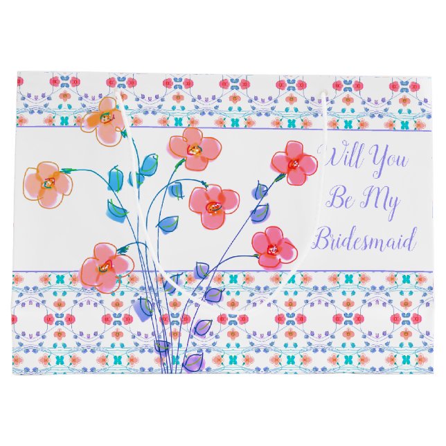 Grand Sac Cadeau Joli Floral Accentué Plutôt (Dos)