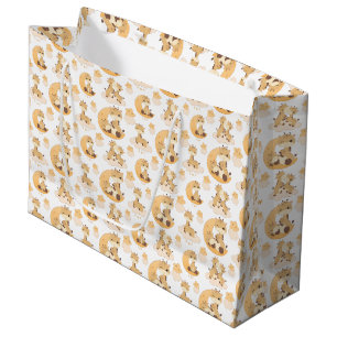 Grand Sac Cadeau joli jeu de carreaux de girafe motif unisex