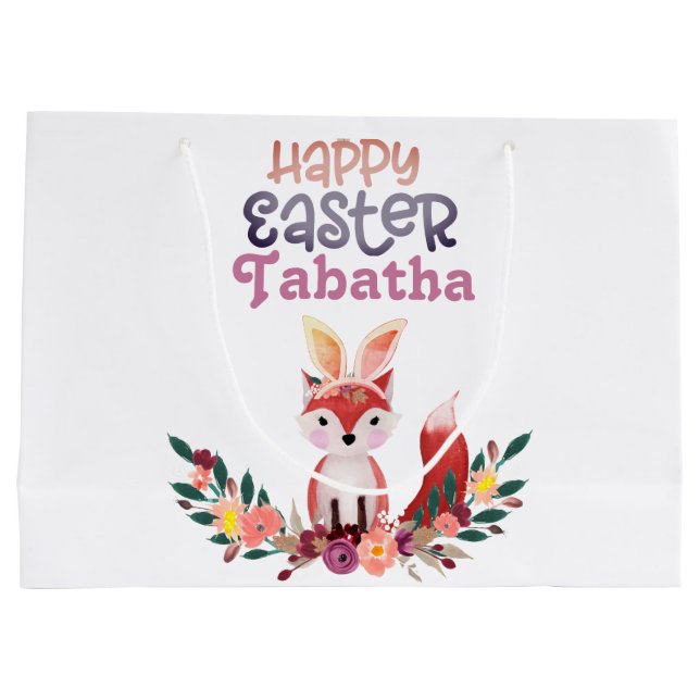 Grand Sac Cadeau Joli Lapin de Pâques Renard (Dos)