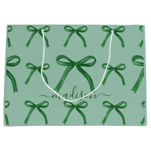 Grand Sac Cadeau Joli motif à arc vert élégant