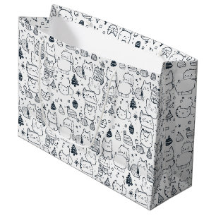 Grand Sac Cadeau Joli motif de Noël en hiver à dessiner (1)