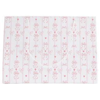 Grand Sac Cadeau Joli motif de nœud rose | Esthétique Coquette
