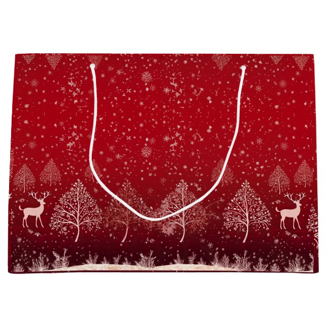 Grand Sac Cadeau Joli Noël rouge (Devant)