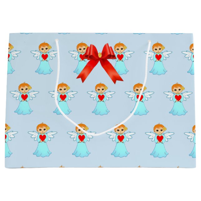 Grand Sac Cadeau Joli petit ange motif (Devant)
