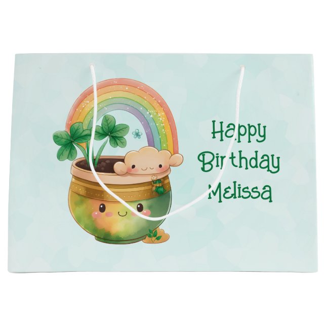 Grand Sac Cadeau Joli Planteur Jardin avec Arc en Ciel et Vestiaire (Devant)