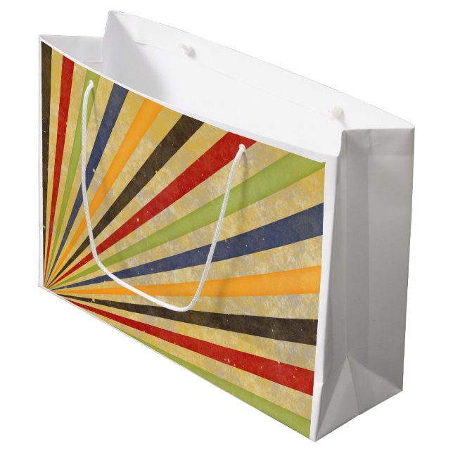 Grand Sac Cadeau Joli Retro Grunge Rays + vos idées (Devant Angle)