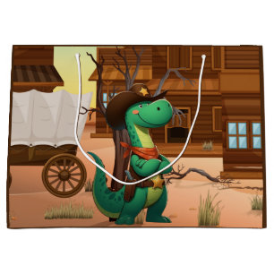 Grand Sac Cadeau Joli shérif/cow-boy dinosaure