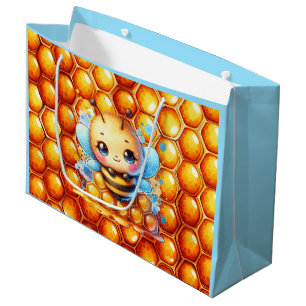 Grand Sac Cadeau Jolie abeille au miel et peigne de miel Baby showe