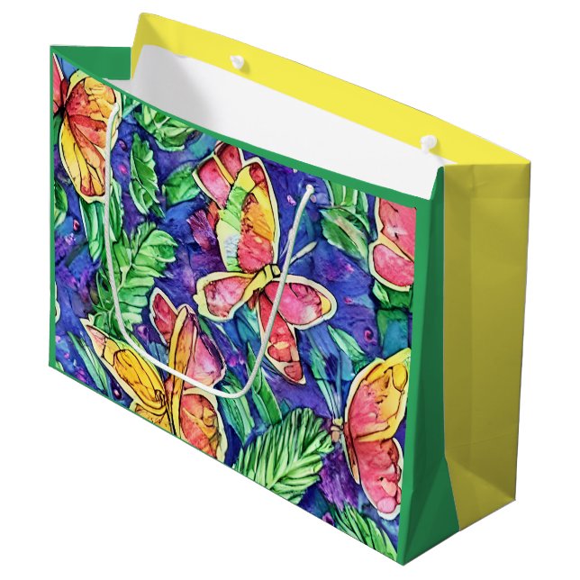 Grand Sac Cadeau Jolie aquarelle papillons Anniversaires de enfants (Devant Angle)