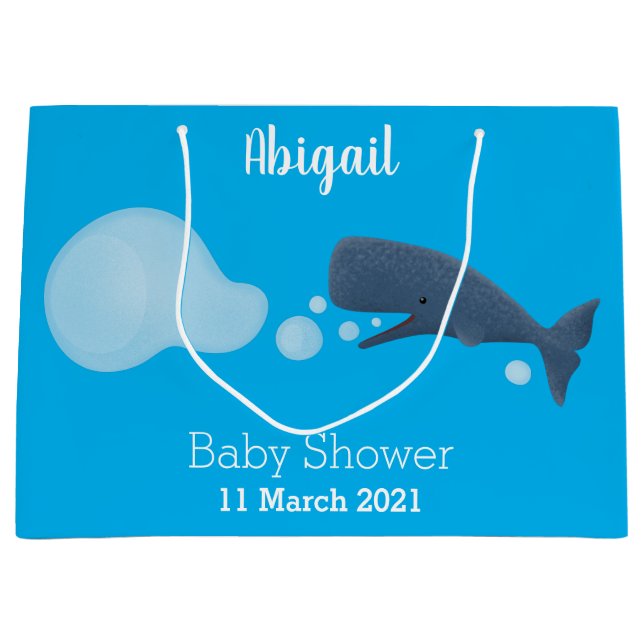 Grand Sac Cadeau Jolie baleine à sperme soufflant bulles dessin (Devant)