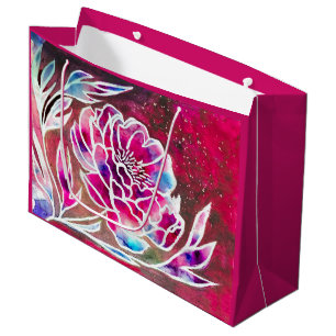 Grand Sac Cadeau Jolie Dahlia Rose Fille Jolie Aquarelle Florale