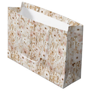 Grand Sac Cadeau Jolie douche de mariage florale rose brun