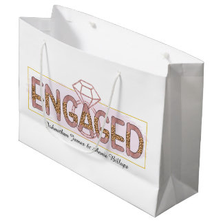 Grand Sac Cadeau Jolie fête de fiançailles ajouter des noms