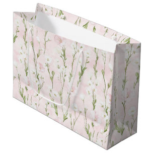Grand Sac Cadeau Jolie Fête de Mariage Florale Rose Pâle