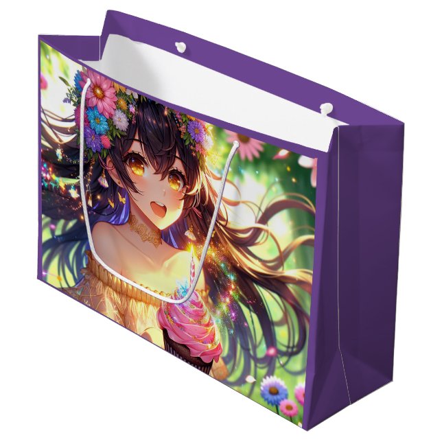 Grand Sac Cadeau Jolie fille Anime Anniversaire (Devant Angle)