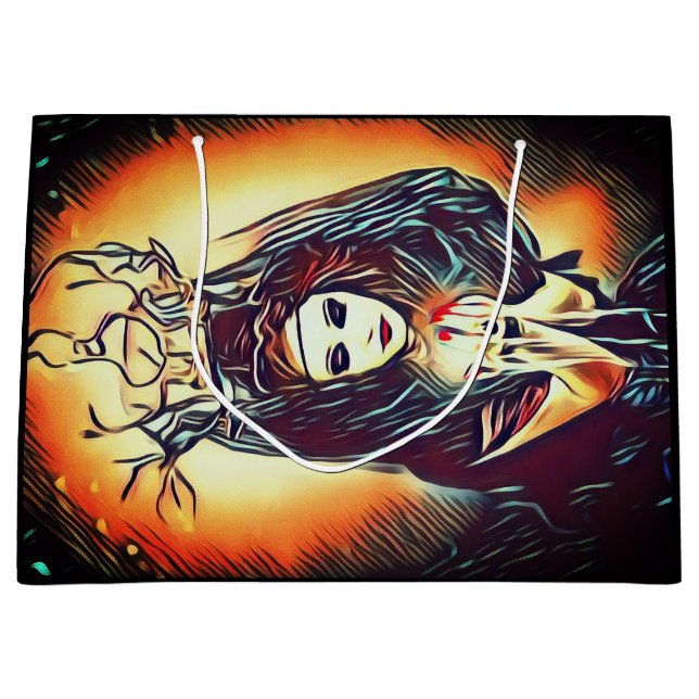 Grand Sac Cadeau Jolie forêt sorcière gothique sur mesure (Devant)