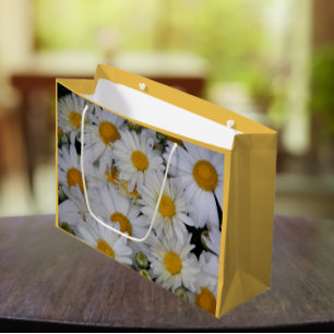 Grand Sac Cadeau Jolie marguerite blanche Floral