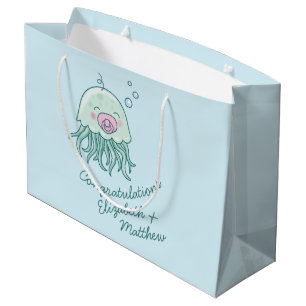 Grand Sac Cadeau Jolie méduse Baby shower Kawaii Rose Girl