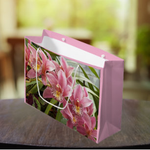 Grand Sac Cadeau Jolie Orchidées rose Cymbidium Floral
