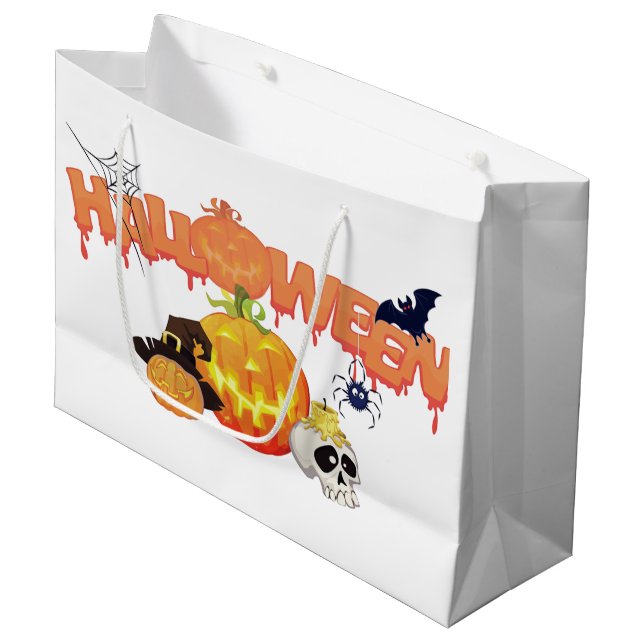 Grand Sac Cadeau Jolies décorations d'Halloween (Devant Angle)