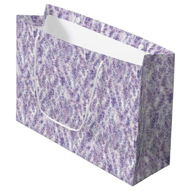 Grand Sac Cadeau Jolies Fleurs de Lavande Baby Shower (Devant Angle)