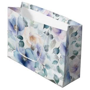 Grand Sac Cadeau Jolies Fleurs Lavande Violettes Blanches Lavage Nu