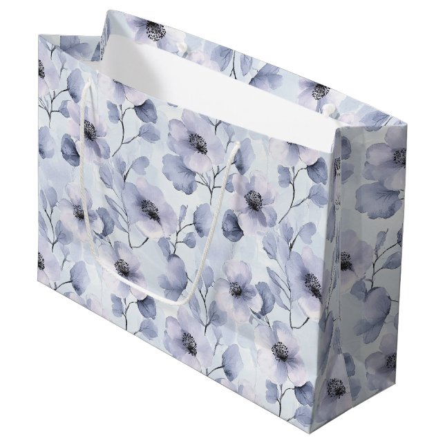 Grand Sac Cadeau Jolies Fleurs Violettes (Devant Angle)