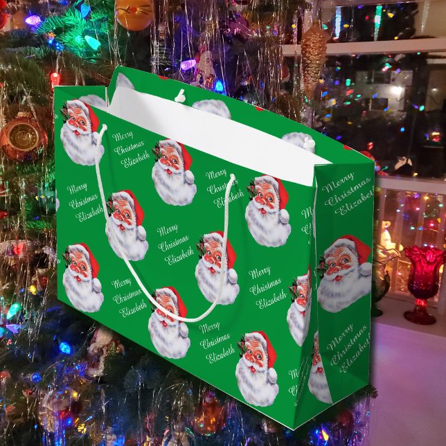 Grand Sac Cadeau Jolly Santa Claus Personnaliser Nom de l'enfant (Créateur téléchargé)