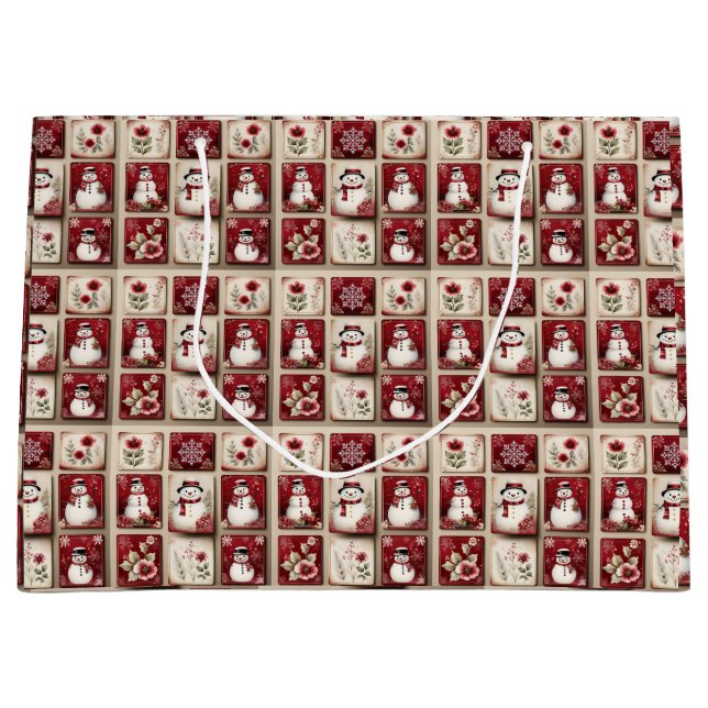 Grand Sac Cadeau Jolly Snowmen (Devant)