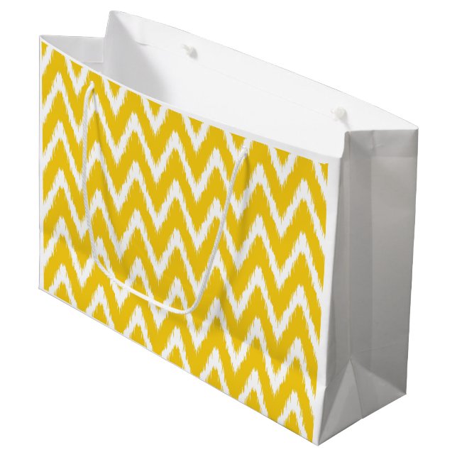 Grand Sac Cadeau Jonquil Moods Asiatique Ikat Chevrons (Devant Angle)