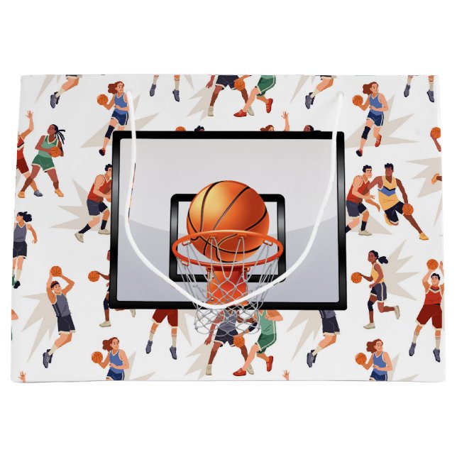 Grand Sac Cadeau Joueurs de basket-ball (Devant)
