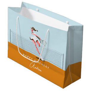 Grand Sac Cadeau Joueuse de tennis de fille Anniversaire Dessin & N