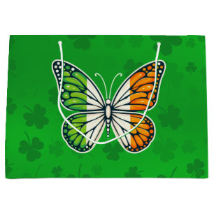 Grand Sac Cadeau Jour de la Saint-Patrick papillon irlandais