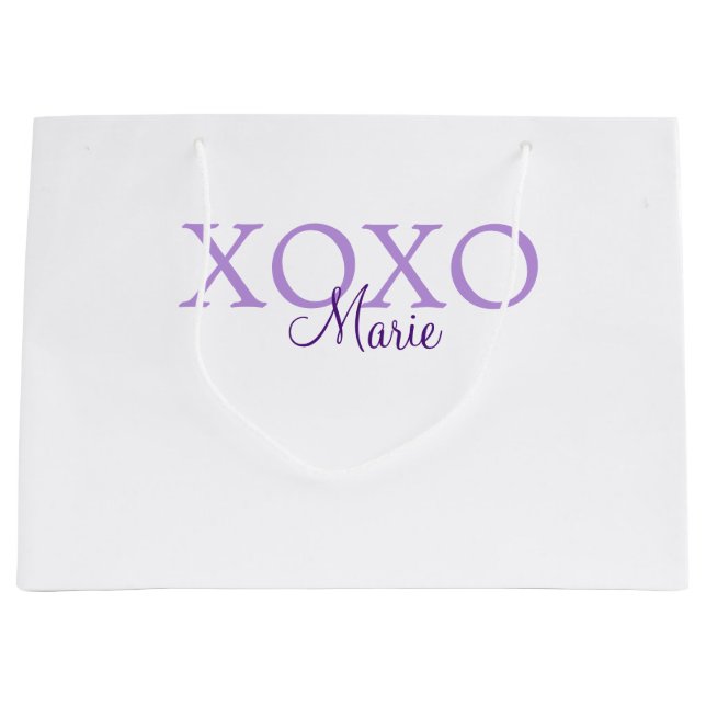 Grand Sac Cadeau Jour de la Saint Valentin Xoxo ajouter nom pastel  (Devant)