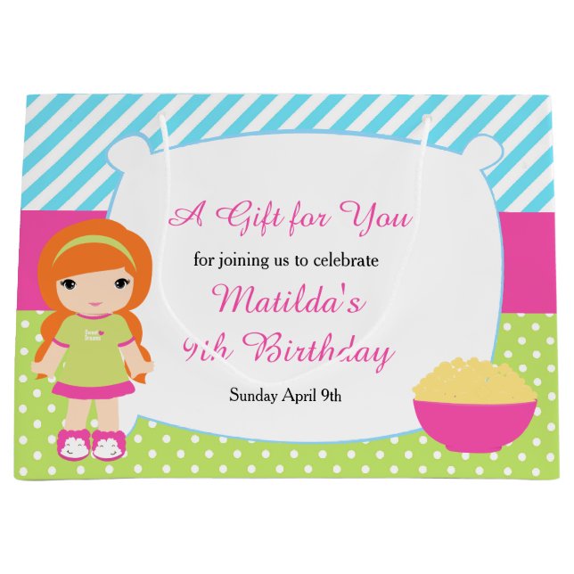 Grand Sac Cadeau Jour de l'anniversaire de la fête du bois d'oeuvre (Devant)